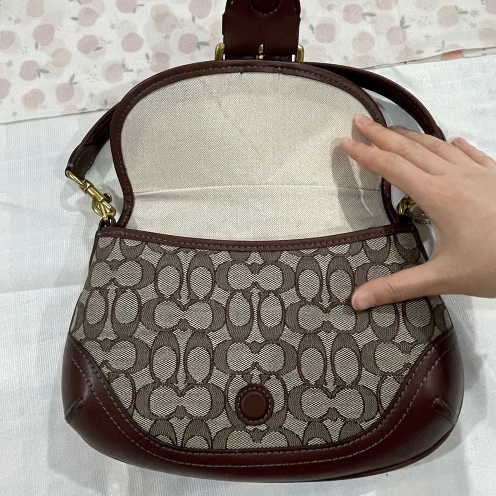 Coach Brown Signature Canvas Buckle Shoulder Bag - Picture 6 of 13